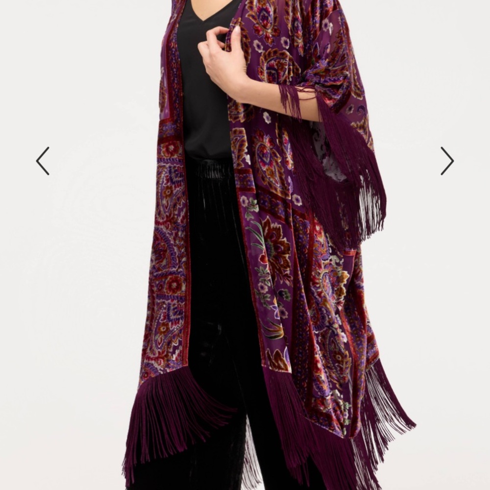 Johnny Was Purple Fringe Kimono